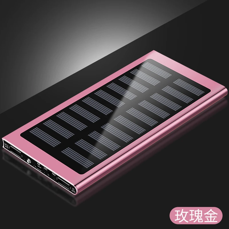 pink NATTHSWE горячая солнечная 30000 мАч Внешний аккумулятор внешний аккумулятор 2 USB светодиодный внешний аккумулятор портативное зарядное устройство для мобильного телефона для iphone xiaomi - Цвет: pink