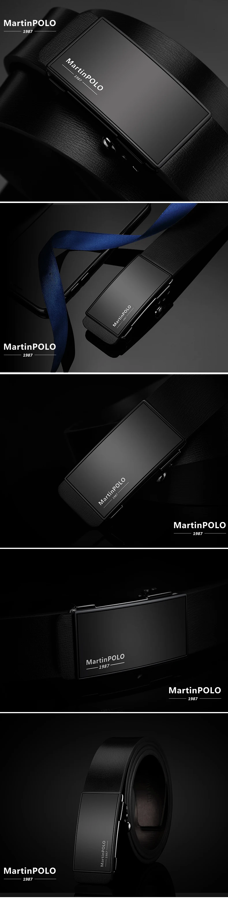 MARTINPOLO, кожаный ремень для мужчин, Воловья кожа, ремень для мужчин, Пряжка из сплава, автоматические дизайнерские ремни, деловые черные пояса MP01601P