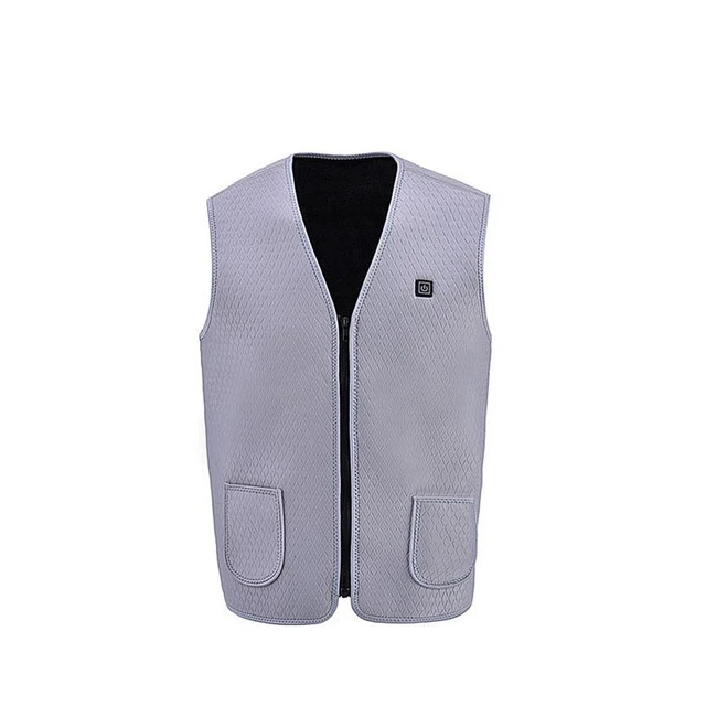 GRAY Men Women Outdoor USB Infrared Heating Vest Jacket Winter Flexible Electric Thermal Clothing Waistcoat Fishing Hiking Dropship - Цвет: GRAY