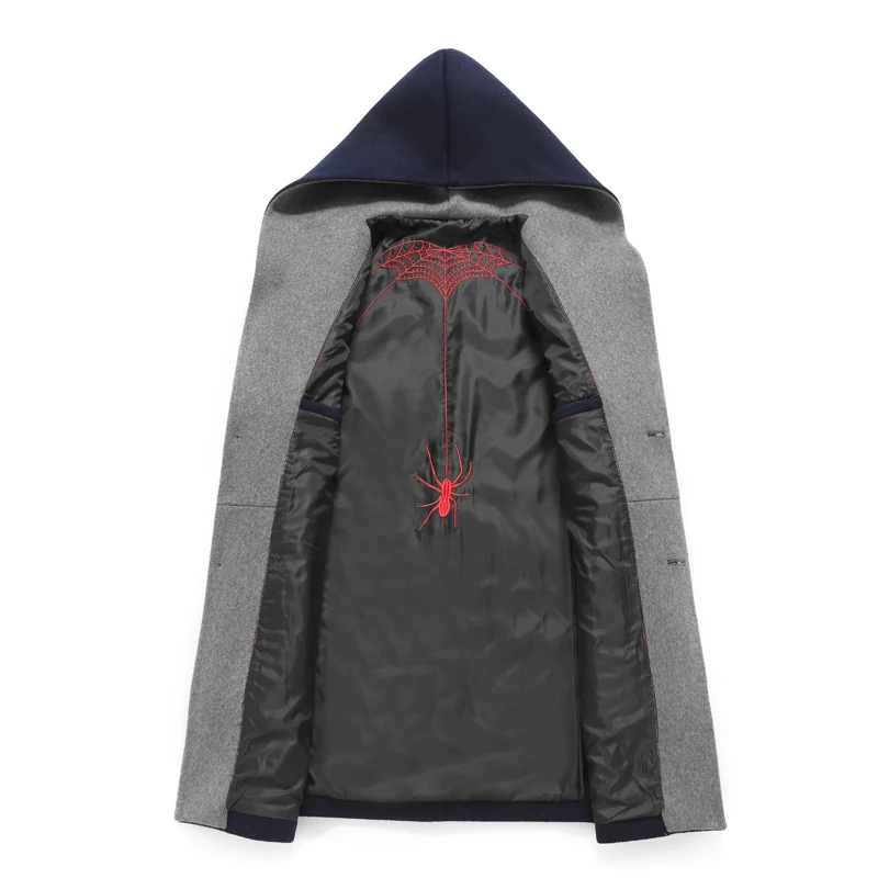 Promotion Men's Coat Hooded Overcoat Casual Trench Coat Winter Men Wool Men's Jacket Solid Men's Cashmere Coat Long Jacket Men Trench Wool