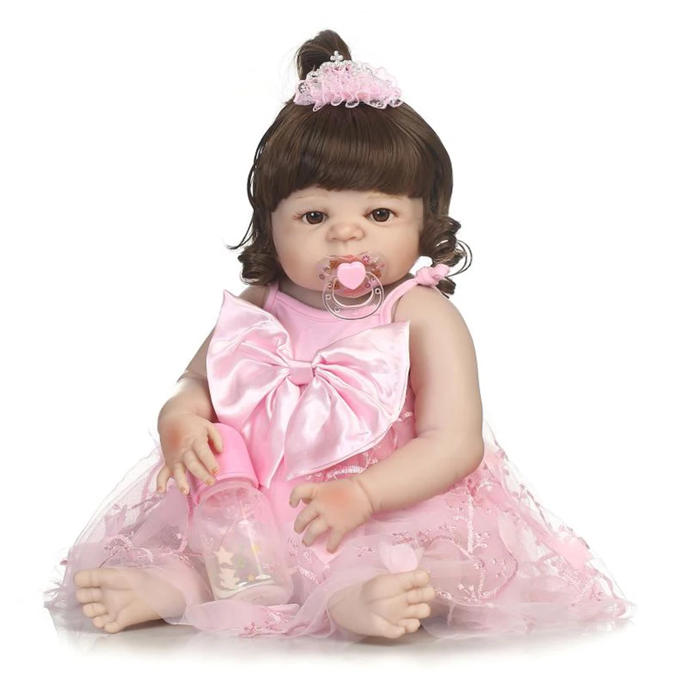 

57cm Baby Reborn Silicone Dolls Lifelike Victoria Reborn Bebe Girl with Pink Princess Skirt Doll Best Kids Christmas Gifts