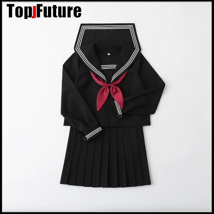 Basic JK uniform dress orthodox black Guanxi Lapel improved white three sailor suit Japanese summer student SCHOOL UNIFORM suit 6