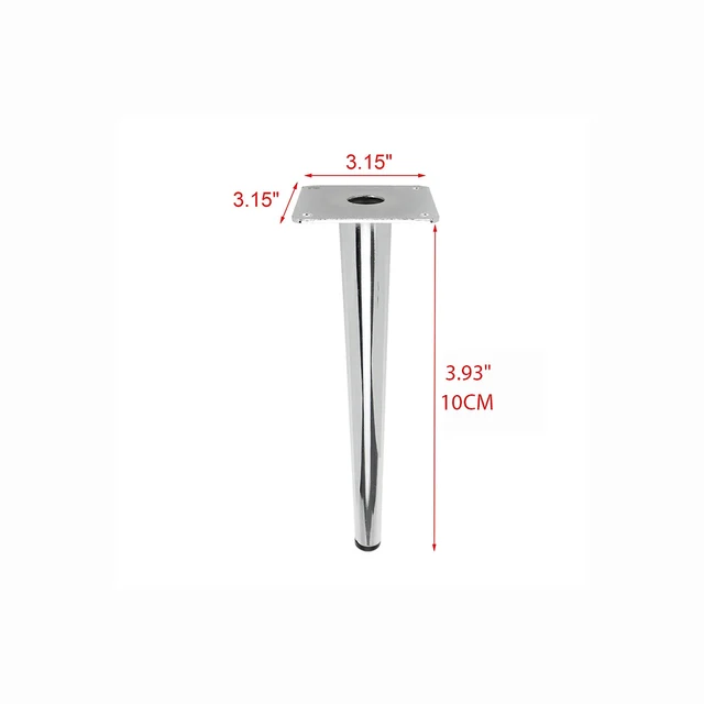 4Pcs Furniture table legs Silver Gold Metal Tapered Sofa Cupboard Cabinet Leg Feet 10/15//20/25/30 With Mounting Screws Straight feet  10cm