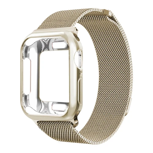 Чехол для часов для Apple Watch band 5 4 3 correa iwatch 42 мм 38 мм 44 мм 40 мм Миланский Браслет из нержавеющей стали - Цвет ремешка: Vintage gold