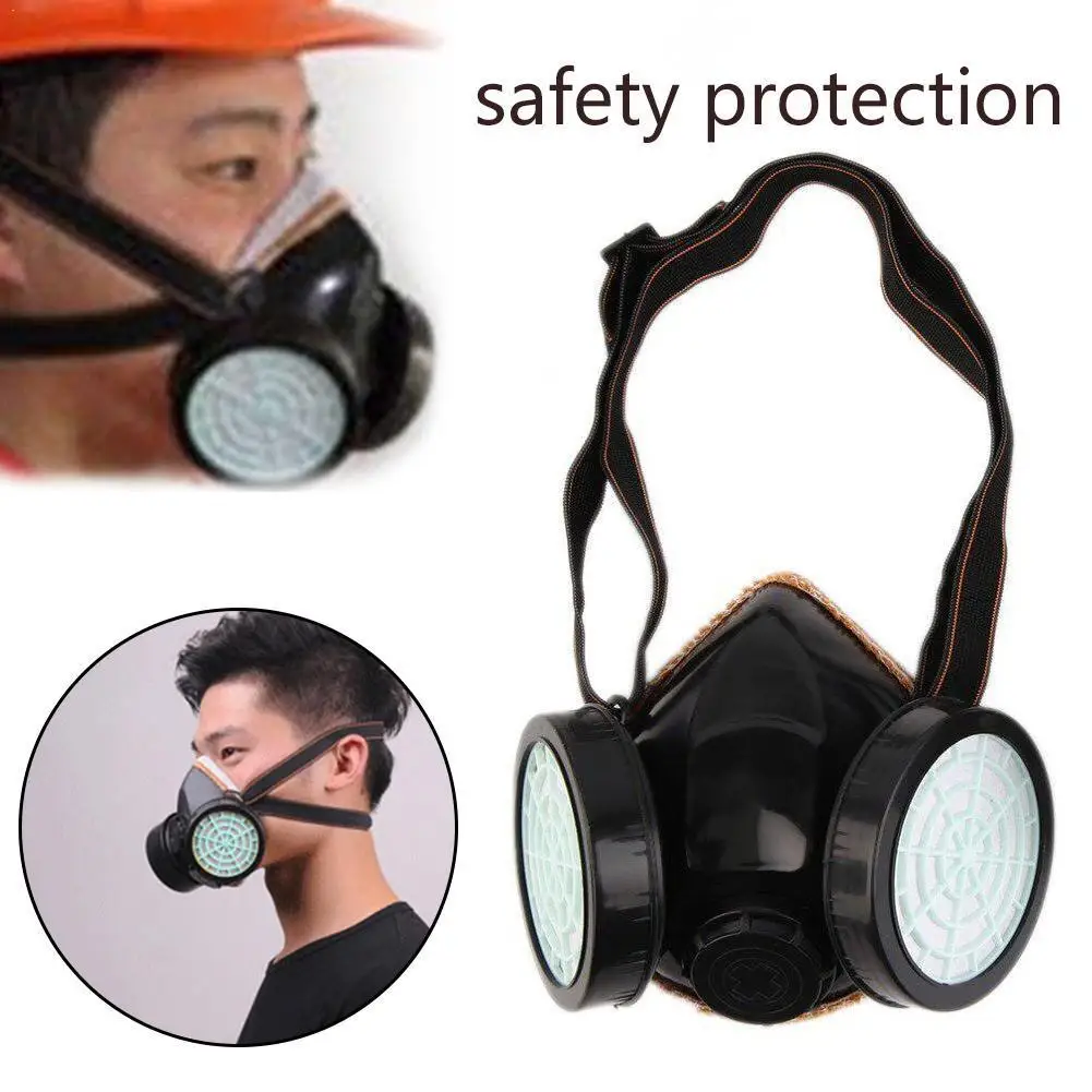 

New Protection Filter Dual Gas Mask Chemical Gas Anti Safety Paint Respirator Workplace Industrial Mask Mask Dust Face O4K0