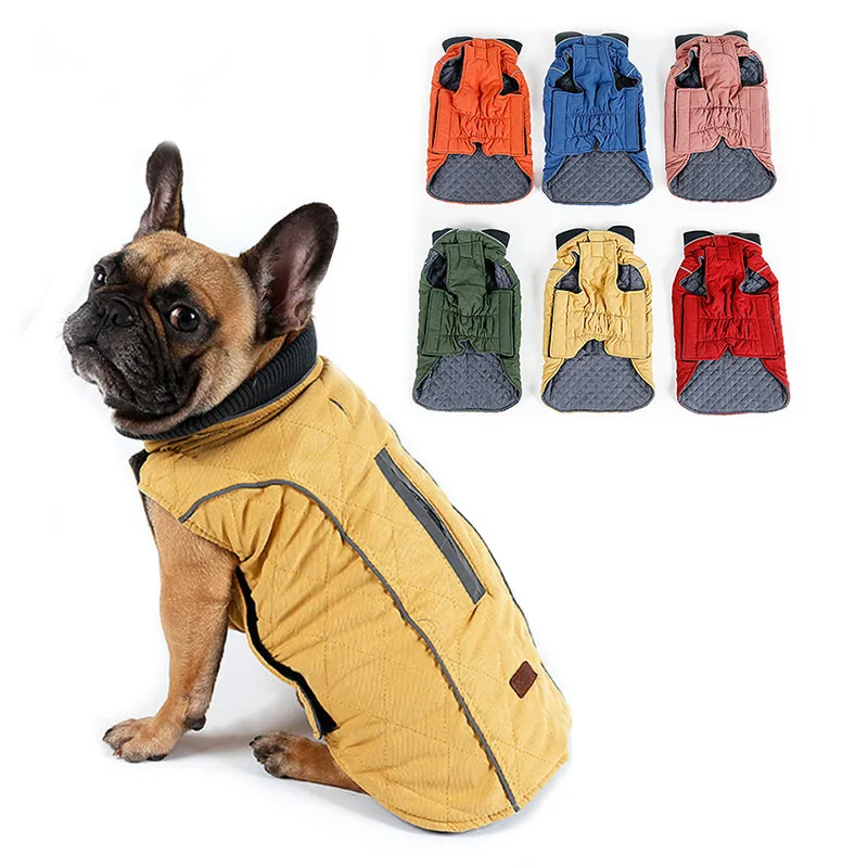 High Quality Dog Clothes Quilted Coat Water Repellent Winter Pet Jacket Vest Retro Cozy Warm Outfit Big Dogs | Дом и сад