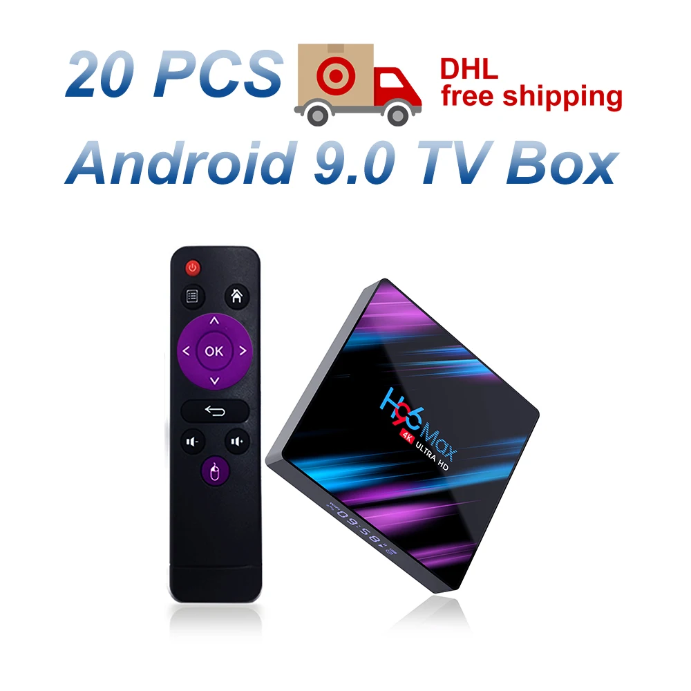 20 шт. H96 max Android 9,0 Smart tv Box 2G/16G 1080p 4K wifi Google Play Bulit в 5G wifi H.265 телеприставка DHL
