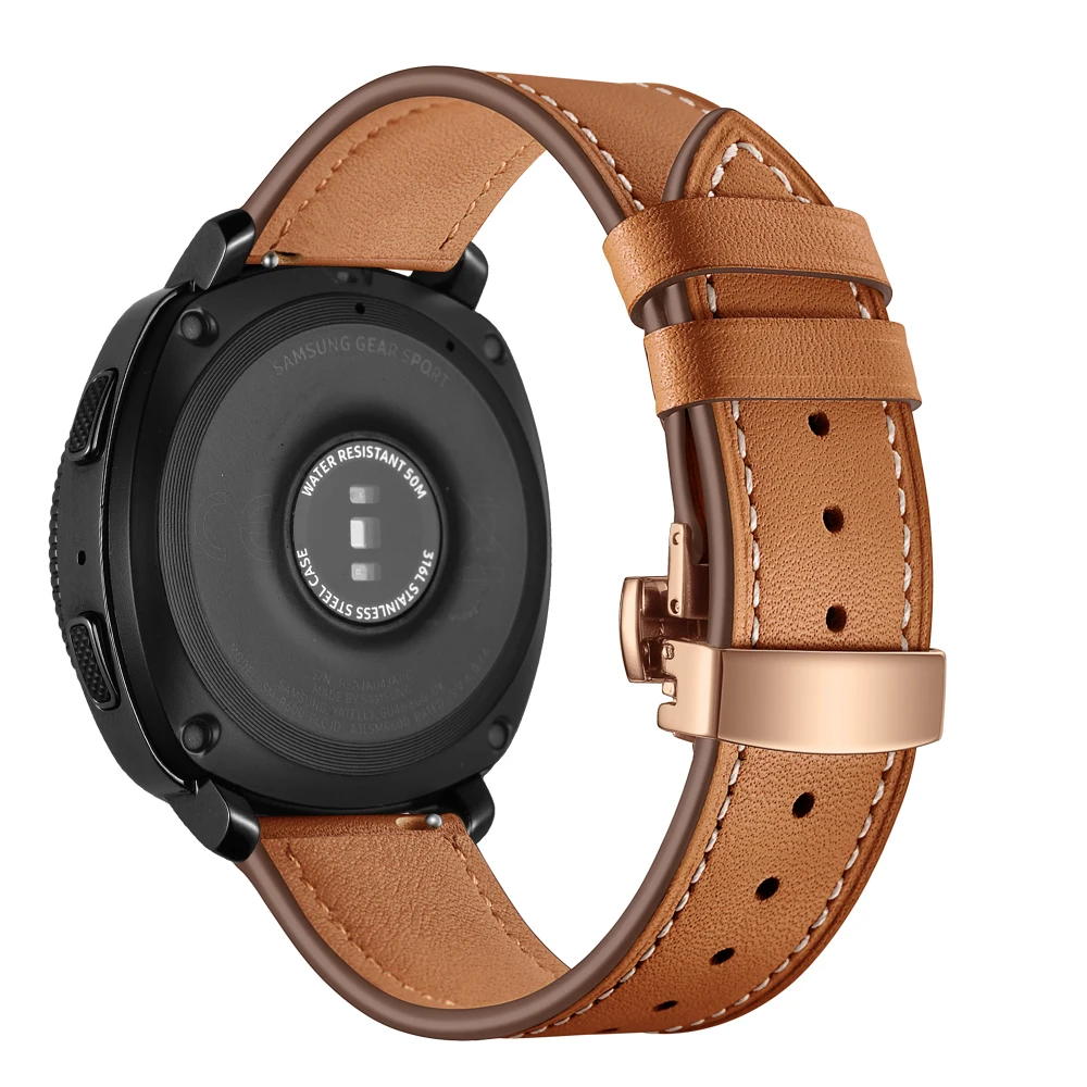 UEBN 20 мм роза застежка-бабочка кожаный ремешок для samsung Galaxy Watch 42 мм активный 2 Браслет ремешок для Шестерни S2 спортивный ремешок для часов
