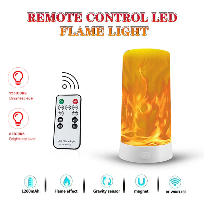 

Smart Remote Control Night Light Portable LED Table Lamp USB Rechargeable Magnet Flame Nightlight