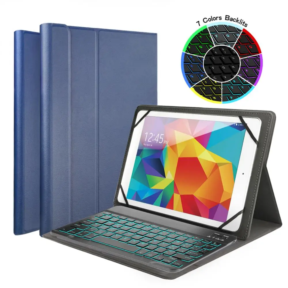 Dark Blue Чехол-клавиатура с Bluetooth подсветкой для samsung Galaxy Note 10,1 Tab S Tab A 9," 10,1" 10," универсальные планшеты - Цвет: Dark Blue
