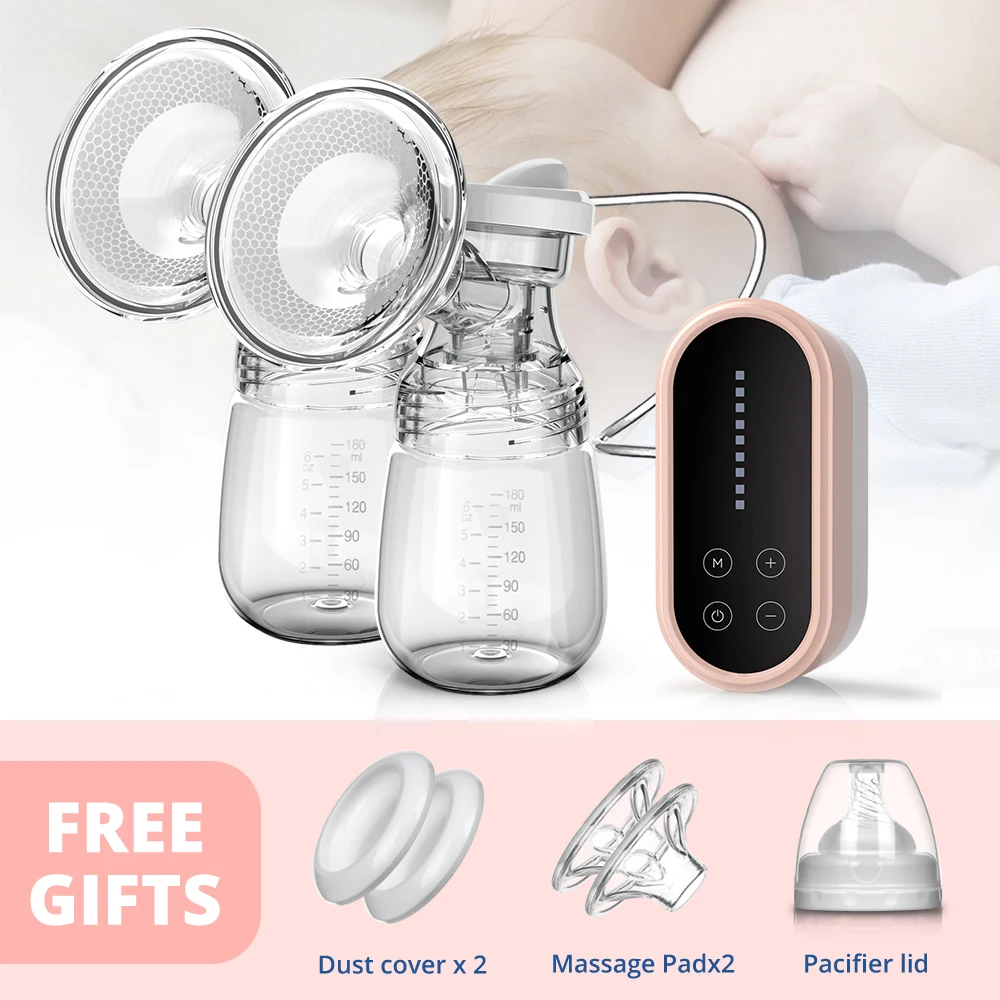 NEW Electric Protable Dual Breastfeeding Milk Pump Breast Pump Mirror Touchscreen LED Display Charged By USB Mute NO BPA Electric breast pumps classic Electric breast pumps