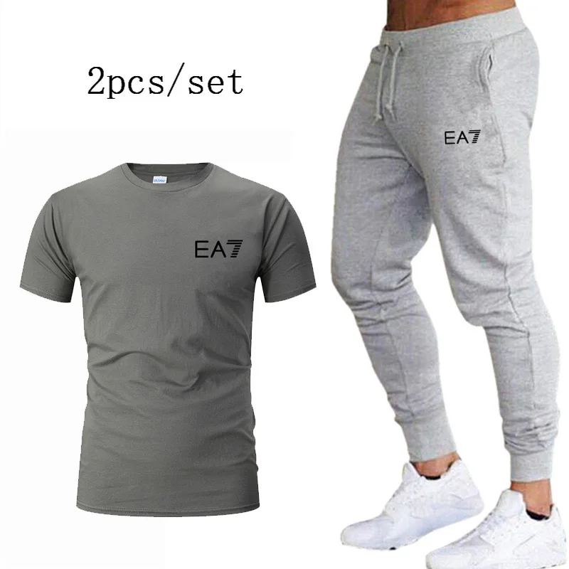 

Mens Pants+tshirt Running Sportswear Sets Sweatshirt Sweatpants Gym Fitness Bodybuilding Jogging Trousers Workout Tracksuits