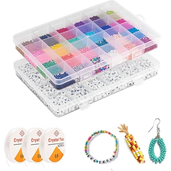

Pony Beads Kit 5040Pcs, Kids Bead Kit Small Perler Beads and Letter Beads for DIY Bracelets,Necklaces, Crafty Beads for Name Bra