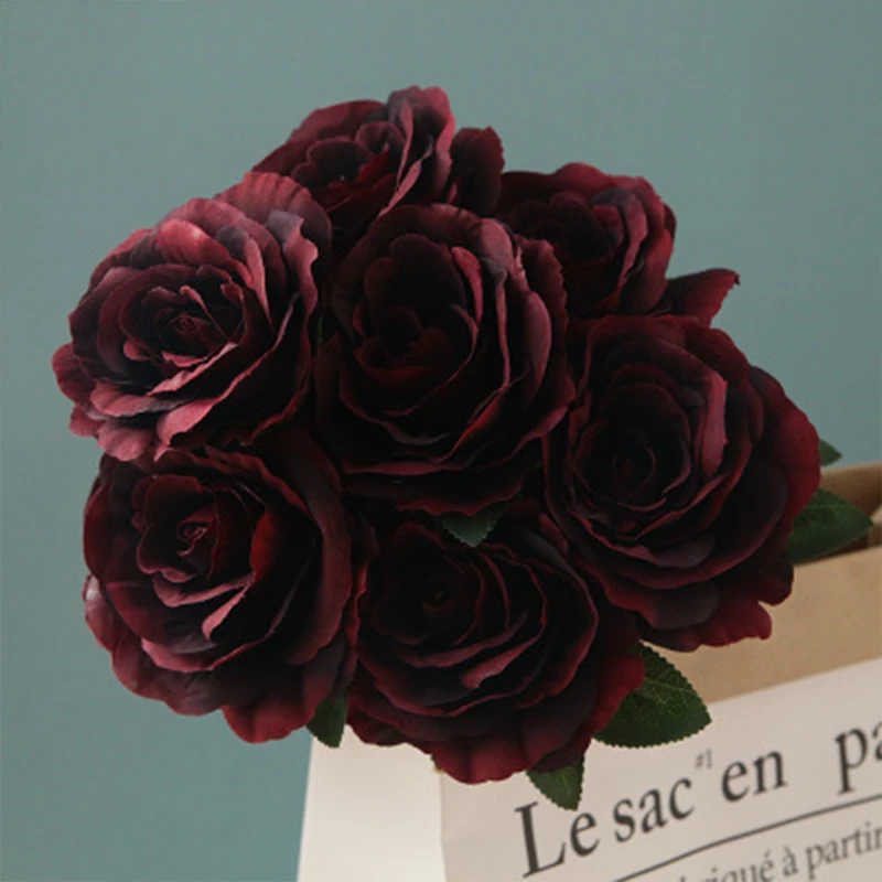 

Artificial Roses Simulation Flannel Flower Fake Flower 10pcs Crafts Party Decoration Wedding Home Flower Arrangement