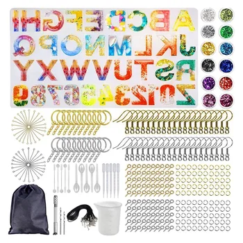 

DIY Letter Silicone Resin Casting Jewelry Moulds Kit for Jewellery Craft Keychain Pendants Earrings Making
