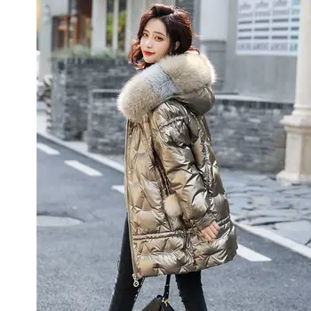

Long Fur Coat Women Hooded Bakery Oversize Winter Down Coat Heavy Jacket Thick Warm Cotton Padded Wadded Parkas Big Pocket Q136