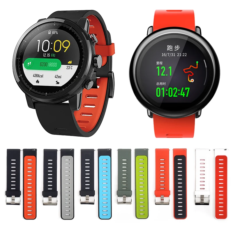 Силиконовый ремешок для оригинала Xiaomi Huami AMAZFIT Pace/Stratos 2 2S ремешок Браслеты Для AMAZFIT GTR 47 мм ремешки для умных часов