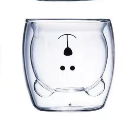 Новое поступление мультяшный медведь с двойными стенками Изолированные эспрессо чашки питьевой чай латте кофе кружки молоко стекло чашки Посуда для напитков - Цвет: Transparent