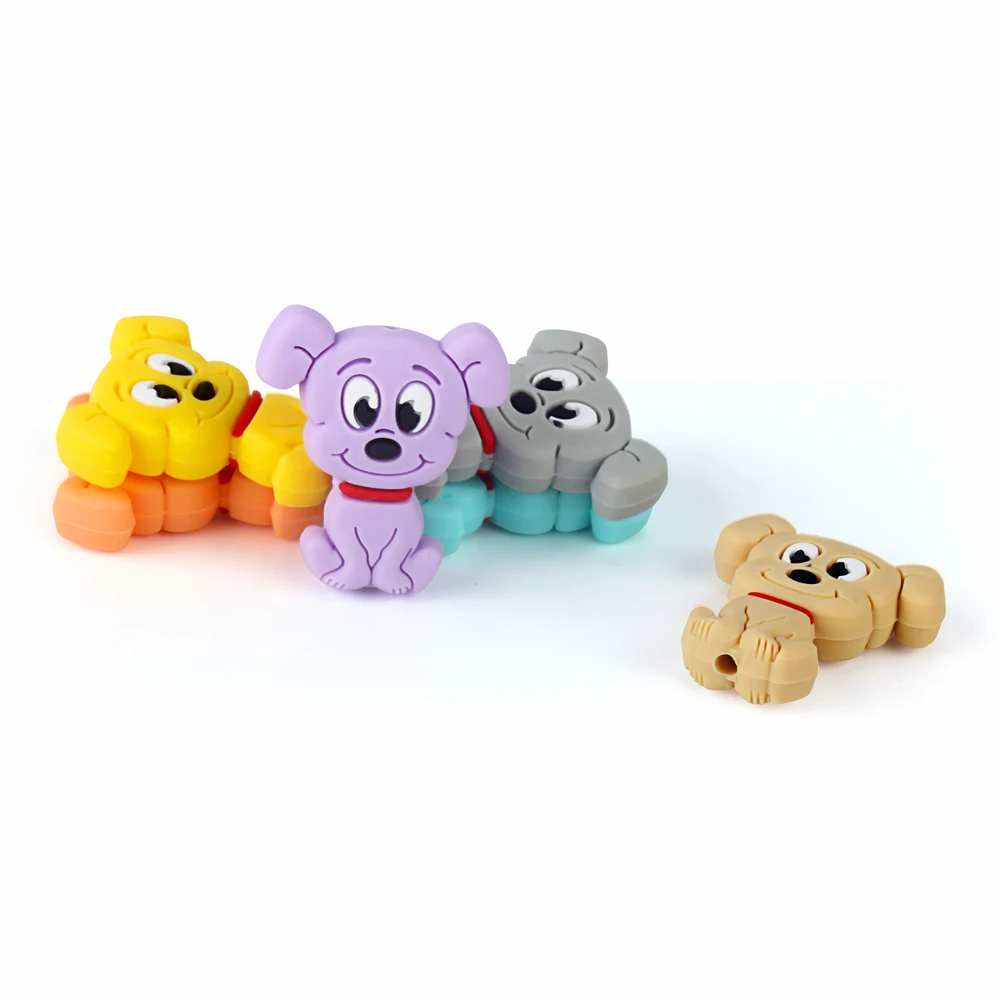 Keep&Grow 10pcs Mini Cartoon Dog Silicone Beads Food Grade Rodents Baby Teethers Bead DIY Teething Necklace Pendant Baby Product
