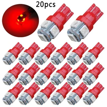 

5 SMD Car lights Auto 20pcs Set Super bright Red T10 LED Bulbs Interior