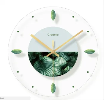 

Creative Simple Wall Clock Digital Modern Glass Living Room Nordic Wall Clock Silent Round Reloj Mural Home Decoration AA50WC