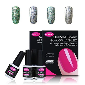 

CLAVUZ 4pcs/lot UV Gel Nail Polish Set Starry Glitter Gel Polish For Nail Art Semi Permanent Nail Gel Varnishes Box Gift Kit