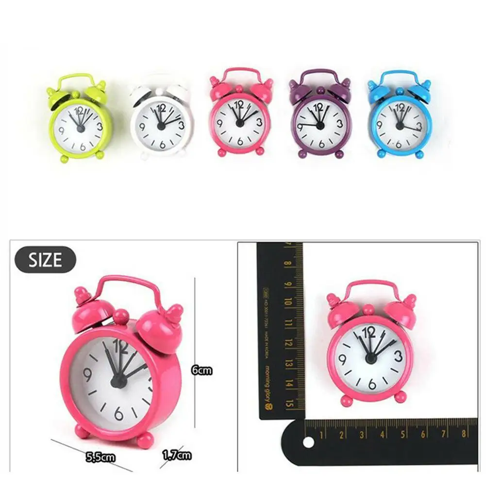 Мини Синие круглые металлические маленькие часы-будильник электронная стрелка