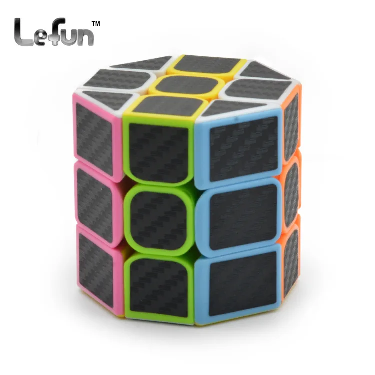 Lefun Noir Fibre De Carbone Autocollant Octogonale Colonne 3 Couches Magic Cube Speed Cube 