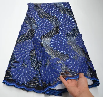 

African Dry Lace Fabrics High Quality Nigerian Lace Fabric With Sequins French Tulle Swiss Voile Lace Fabric For Party Dress T-3