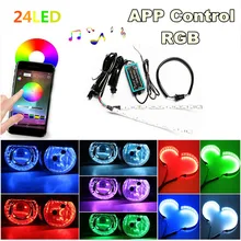 

2Pcs 24LED Car Headlight Projector Led Devil Eyes Demon Eye Lamp App Remote Control