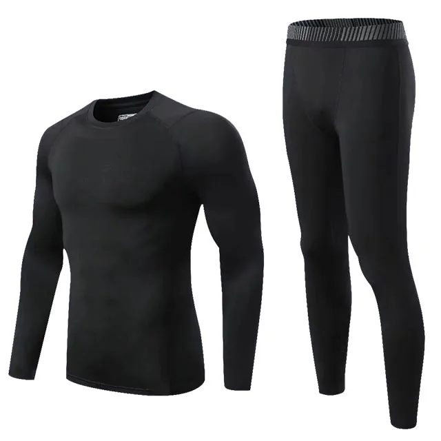 black sets Компрессионный спортивный костюм Фитнес-плотно спортивная одежда комплект для бега футболки, лосины Мужская спортивная одежда для спортзала мужская одежда спортивный костюм - Цвет: black sets