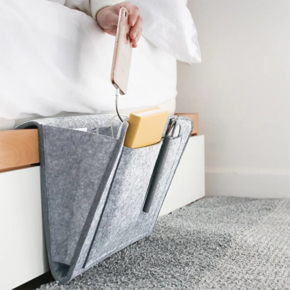 

Felt Bedside Storage Organizer Bed Desk Bag Sofa TV Remote Control Hanging Caddy Couch Storage Organizer Bed Holder Pockets