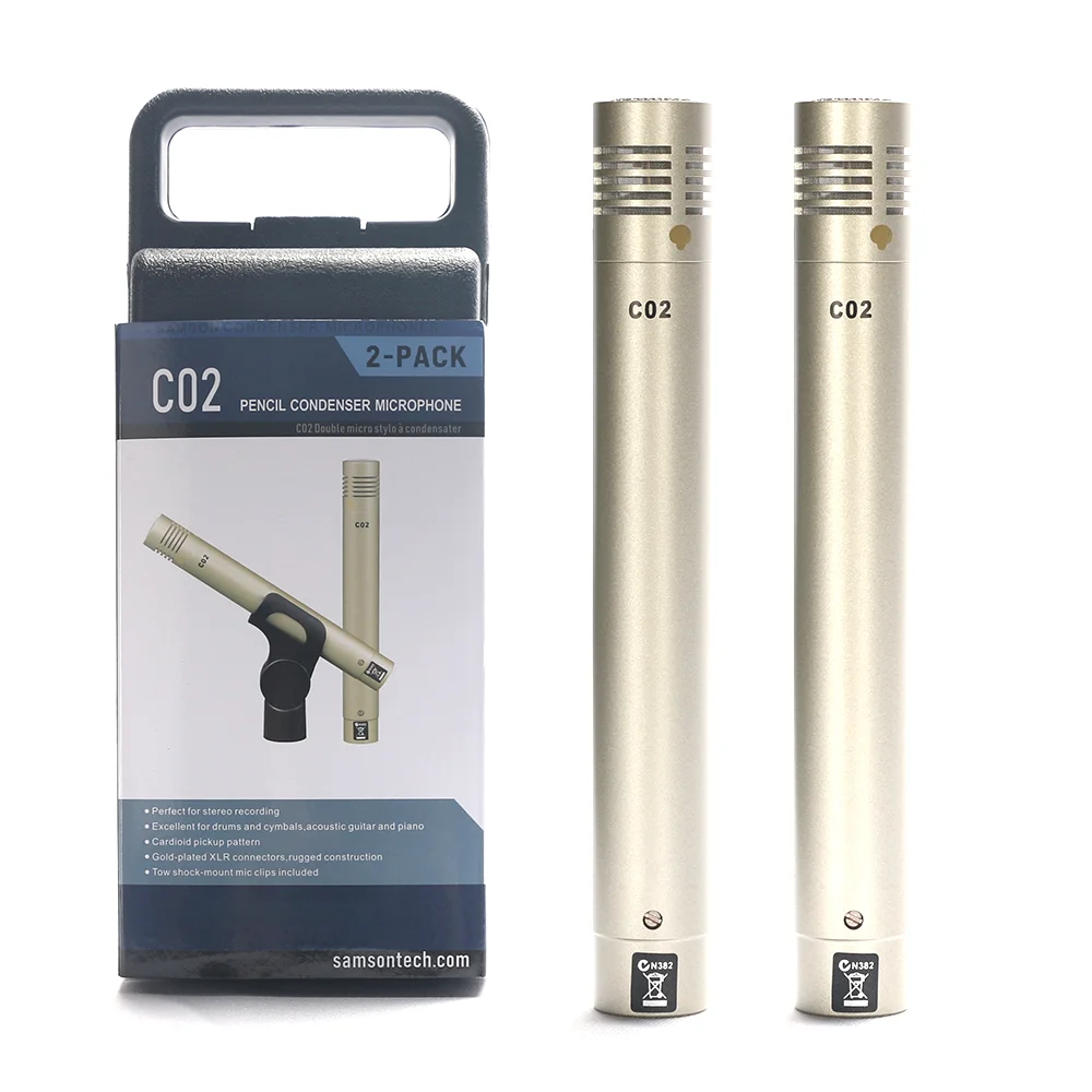 headphones with mic SAMSON C02 C 02 O2 One Pair Condenser  small-diaphragm Suspension pencil Shockproof Clip Microphone  Piano Mic Pencil Type mics