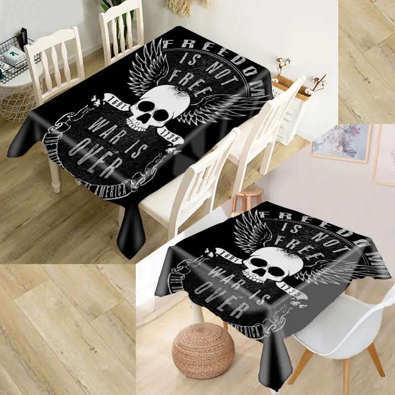 

HEARMNY Skull Tablecloth 3D Oxford Fabric Square/Rectangular Dust-proof Table Cover For Halloween Party Home Decor TV Covers