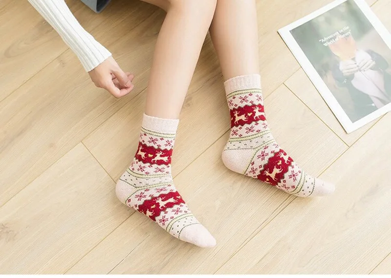 Зимние женские носки дамские рождественские подарочные модные милые шерстяные носки дамские забавные носки женские теплые носки женские носки с животными на Рождество(NOBOX