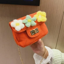 Модный детский кошелек с милым цветком для маленьких девочек, маленькие квадратные сумки на плечо, Детская холщовая мини-сумка через плечо, кошелек
