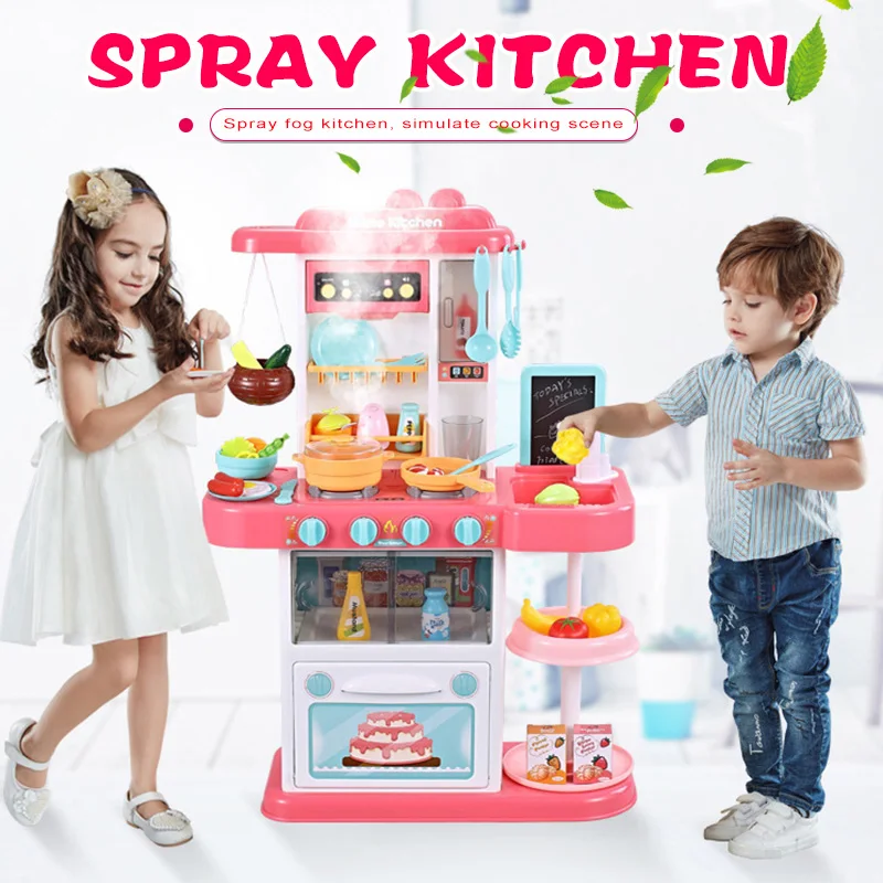 Jeu de Cuisine pour Enfants,74PCS Cuisines pour Enfants,simulateur de  Cuisine avec lumière, Son et Vapeur,Jouets de Cuisine pour Enfants de Plus  de 3 Ans,Jeu de Cuisine pour Enfants