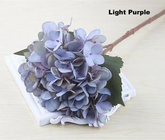 Fast Shipping High Quality Real touch Silk Hydrangea Big Flower 7.5" Silk White Wedding Flower Bouquet for Wedding Centerpieces