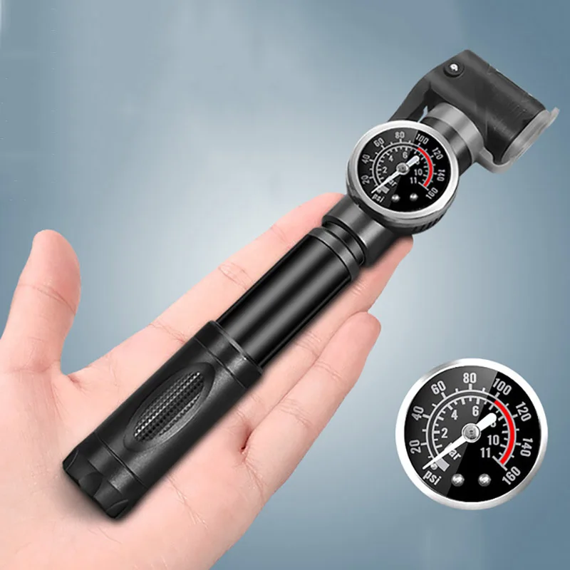 Bicycle Inflator 160 PSI Gauge Bikes High Pressure Mini Portable Manual Pump Suitable For All Cycling And Balls With Barometer | Спорт и
