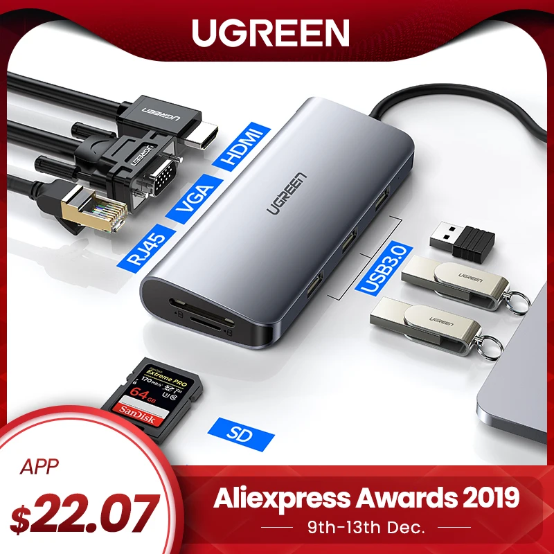 Ugreen Thunderbolt 3 Dock USB Type C to HDMI HUB Adapter for MacBook Samsung Dex Galaxy S10/S9 USB-C Converter Thunderbolt HDMI