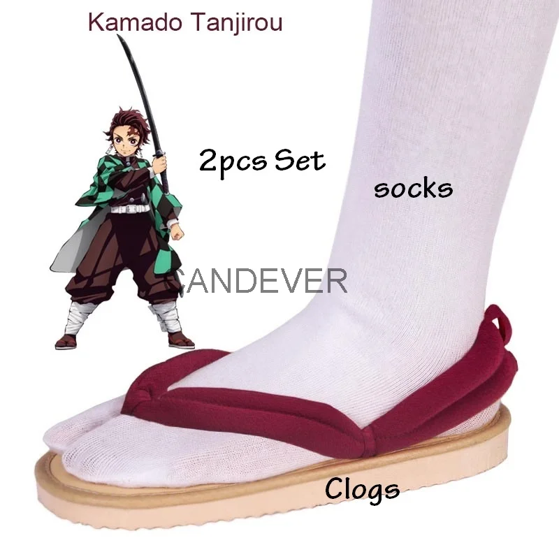 Cosplay Shoes Anime Cosplay Tanjirou Kamado Nezuko Geta Clogs Kimetsu no Yaiba Sandals Shoes Agatsuma Zenitsu Flip Flop kid child