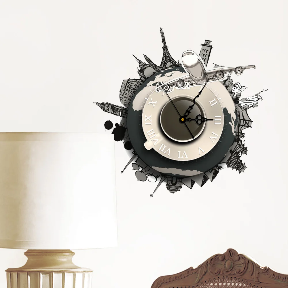 Creative 3d clock wall sticker living room bedroom student dormitory decoration digital | Дом и сад