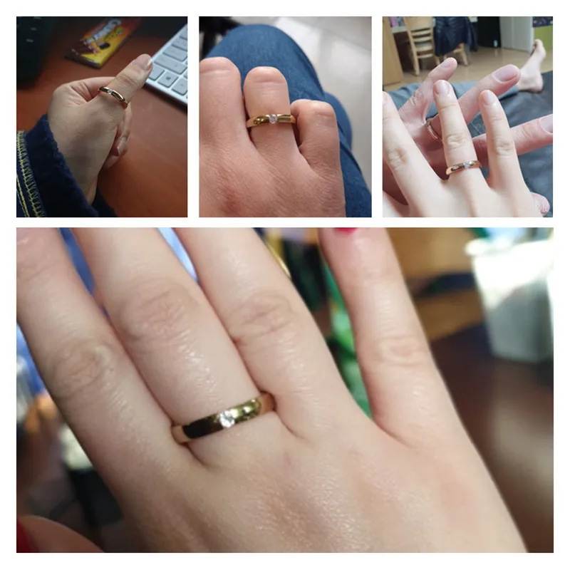 Engagement Ring for Women Stainless Steel Silver Gold Color Finger Ring US Size 5 6 7 8 9 10 gold color rings,stainless steel ring,finger ring,gold color ring,silver ring,wedding rings,wedding ring