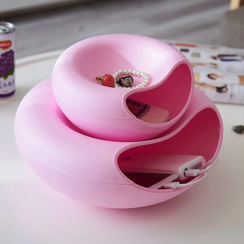 Multifunctional Plastic Double Layer Dry Fruit Containers Snacks Seeds Holder Desktops Plate Dish Organizer Storage Box Garbage Plastic Dinner Plates Plastic Snack Box