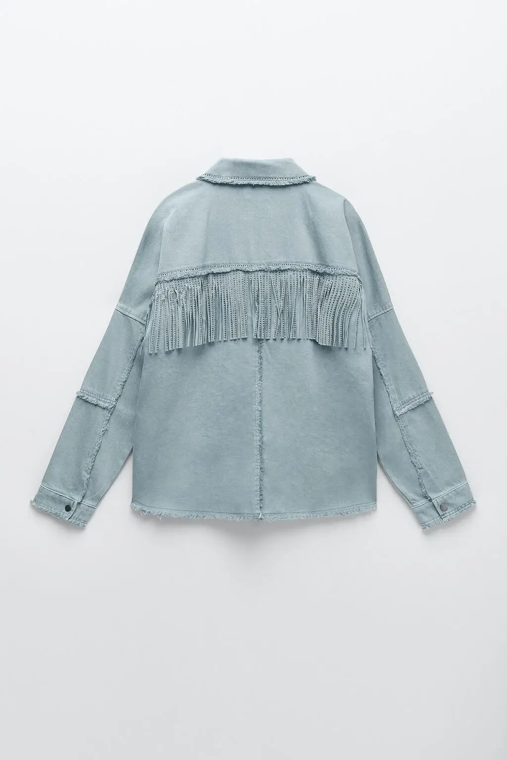 2021 Spring Autumn Frayed With Fringe Denim Jacket Women Vintage Long Sleeve Jeans Coat Female Tassel Outerwear Chic Tops