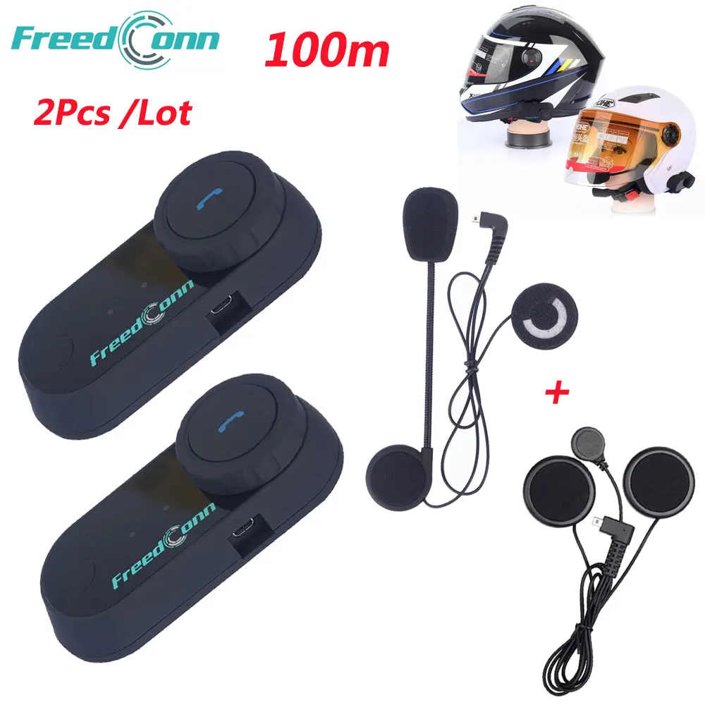 Freedconn 2 шт./лот TCOM OS мотоциклетный шлем беспроводное радиоустройство 100 м Bluetooth Интерком переносная рация для внутренней связи мото гарнитура