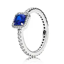 Подлинное 925 пробы Серебряное кольцо, синее, нестареющее, элегантное кольцо для женщин, подарок на свадьбу, хорошее Европейское ювелирное изделие