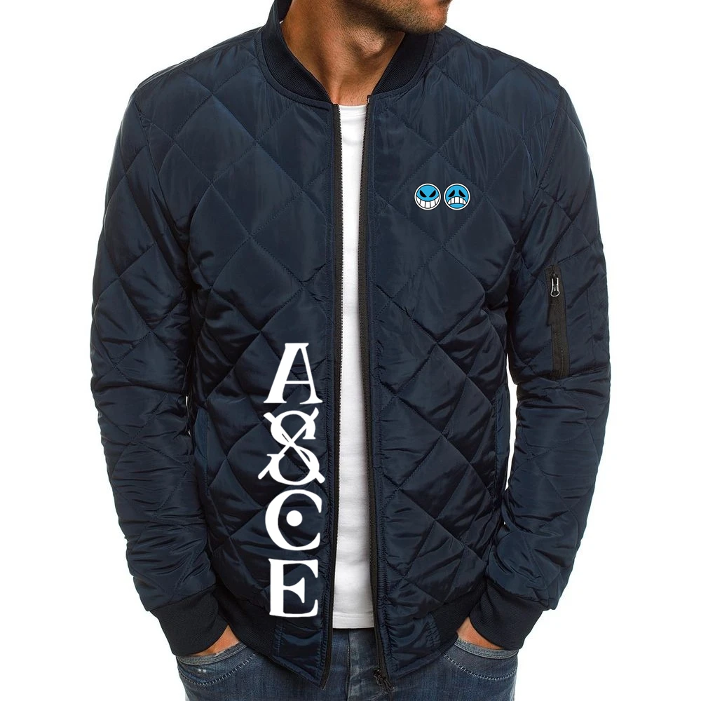 Winter ONE PIECE OP ASCE Whitebeard Pirates Print Logo Fashion Zipper Down Jacket Customizable Printing Men Warm Thicken Coats | Мужская