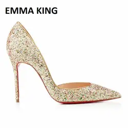 Эмма король Bling Украшенные сексуальное свадебное платье женская свадебная обувь весенние женские туфли-лодочки высокие шпильки острый