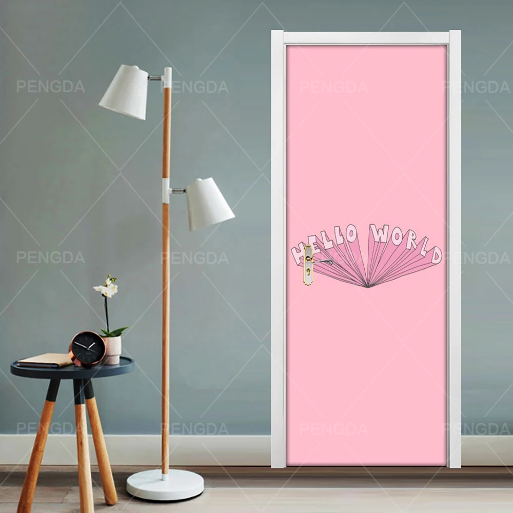 

Door Sticker Mural DIY Creative Wallpaper Hello World Stereoscopic Self Adhesive Decal Print Art Picture Home Decor Bedroom Room